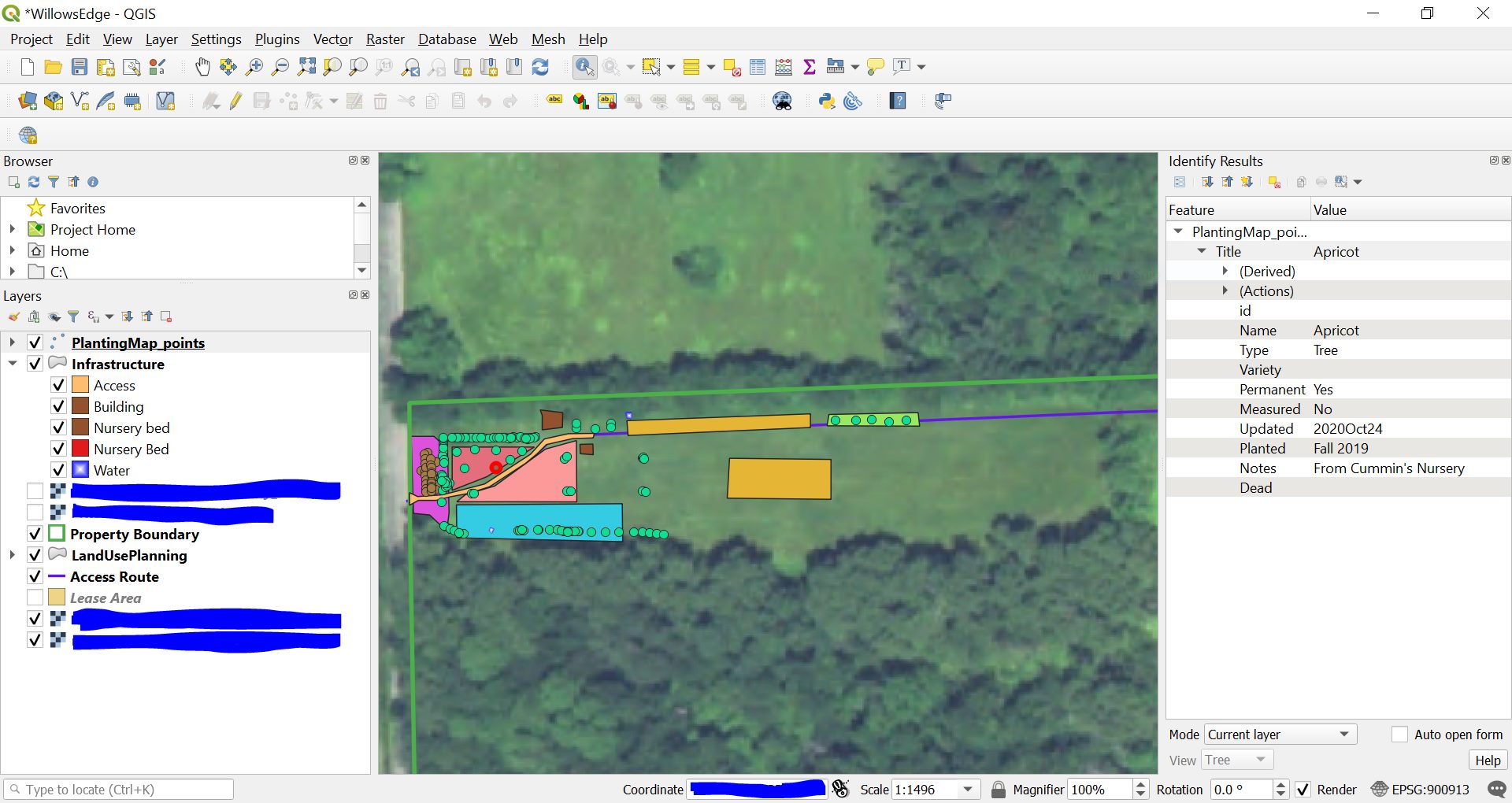 Screenshot of QGIS in use for agroforestry mapping